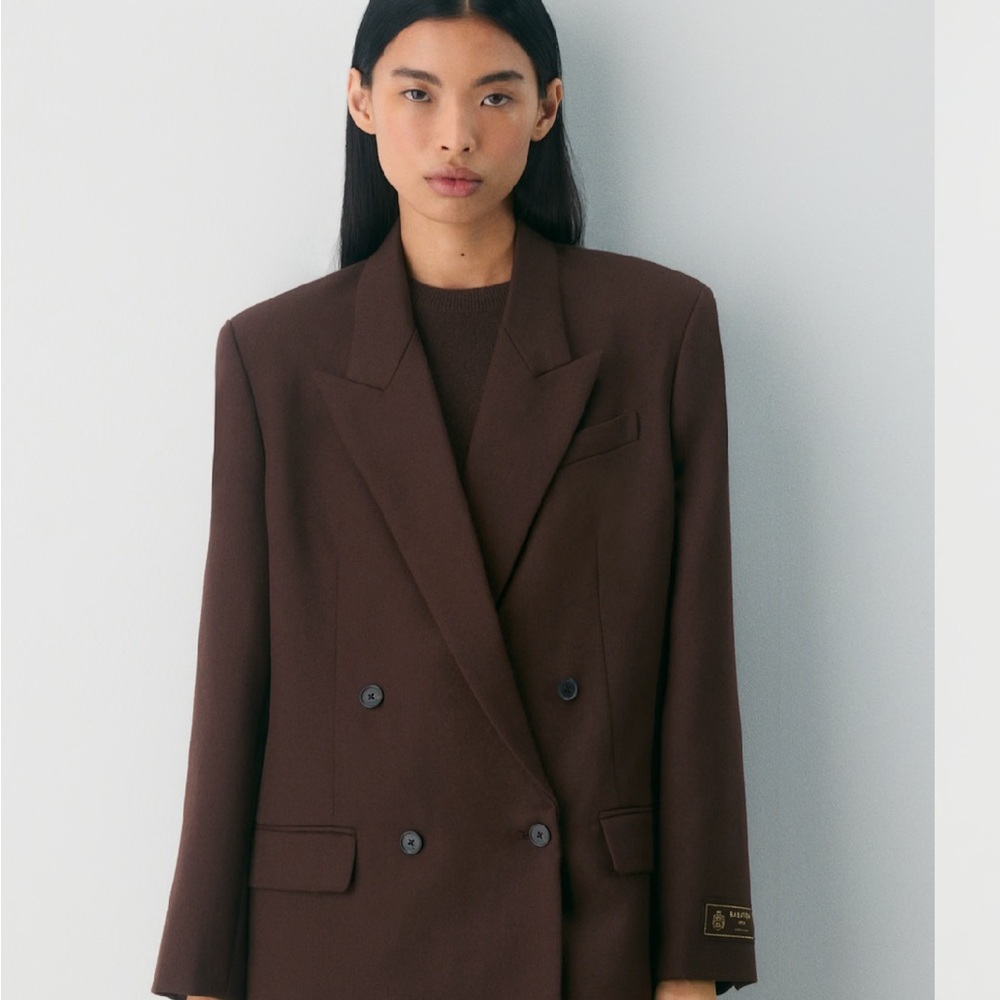 Brown Double-Breasted Women's Blazer